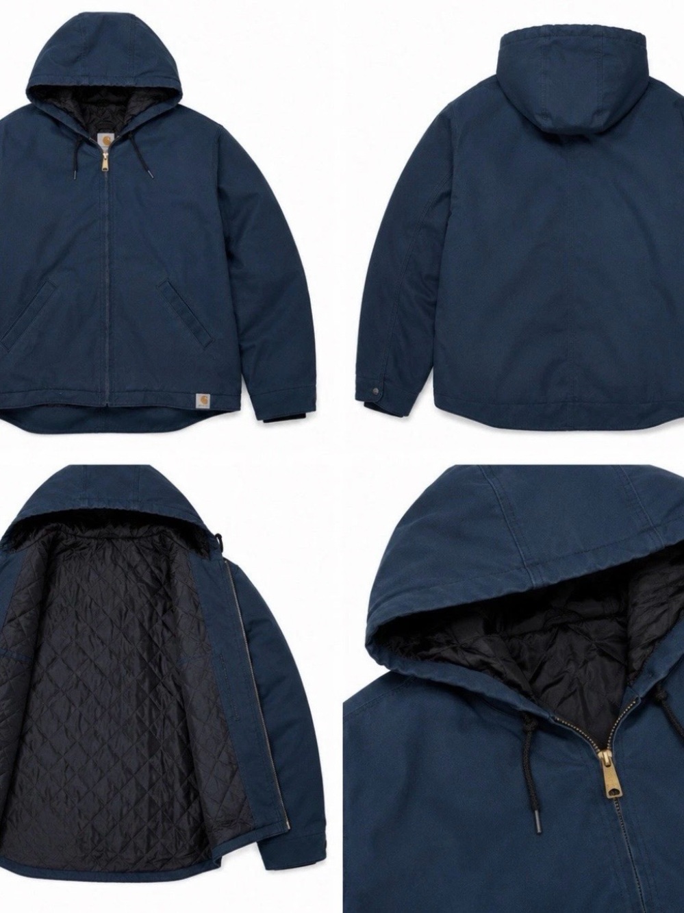 Carhartt Men’s 2XL Navy Hooded Quilted Lined Work Jacket